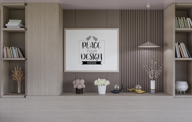 Poster Frame in living room Psd Mockup