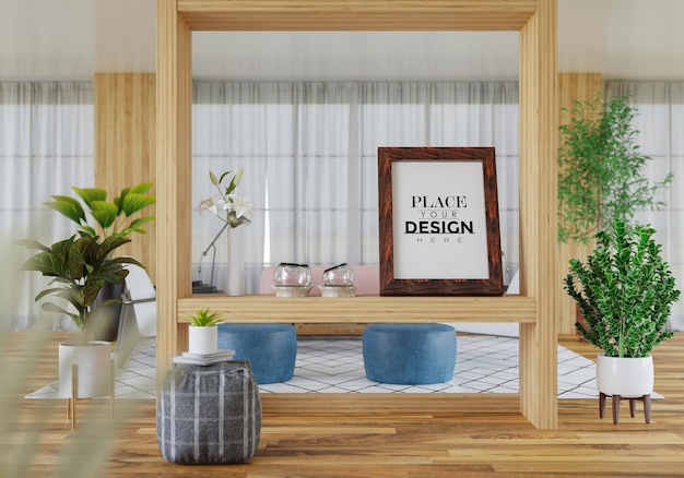 Poster Frame in living room Psd Mockup