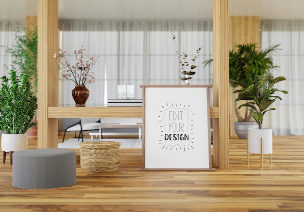 Poster Frame in living room Psd Mockup