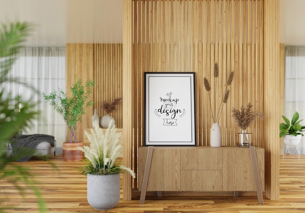 Poster Frame in living room Psd Mockup