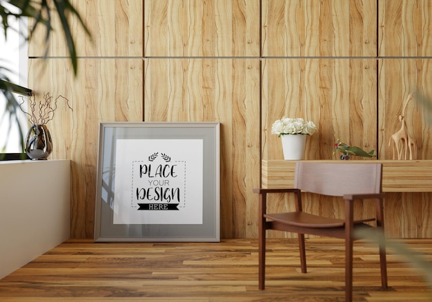 Poster Frame in living room Psd Mockup