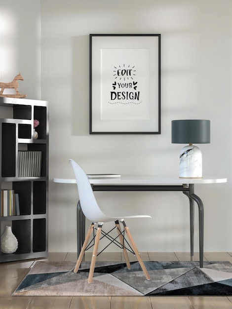 Poster Frame in living room Psd Mockup