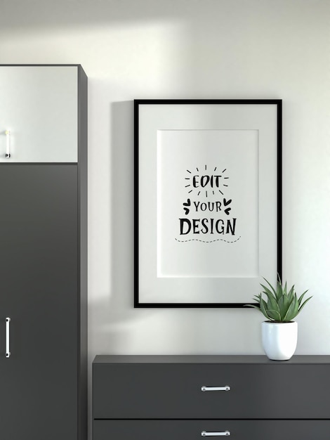 Poster Frame in living room Psd Mockup