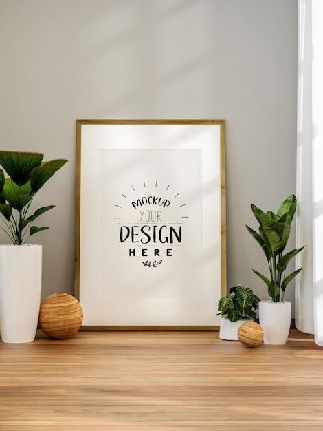 Poster Frame in living room Psd Mockup