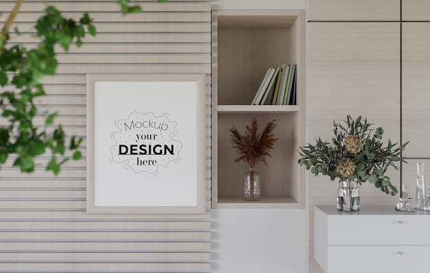 Poster Frame in living room Psd Mockup