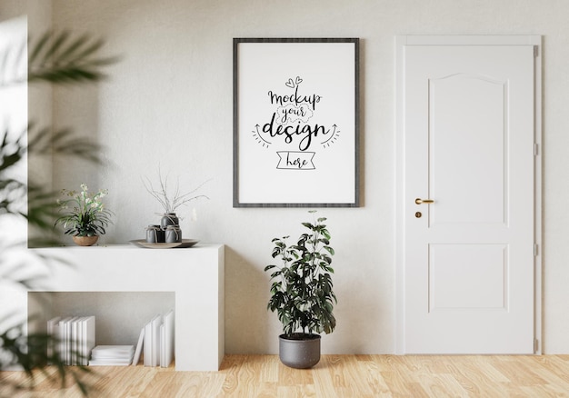 Poster Frame in living room Psd Mockup