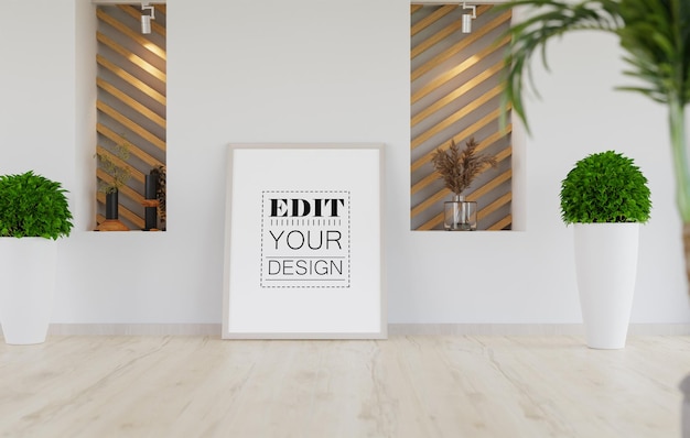 Poster Frame in living room Psd Mockup