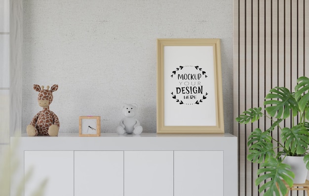 Poster Frame in living room Psd Mockup