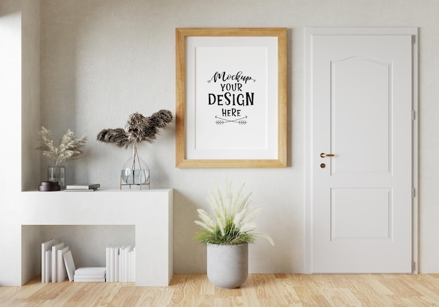 Poster Frame in living room Psd Mockup