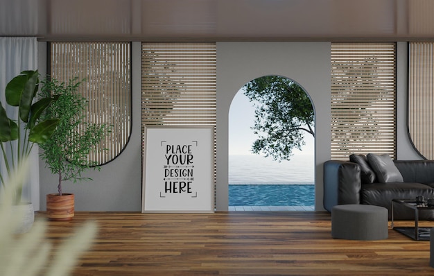 Poster Frame in living room Psd Mockup