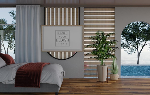 Poster Frame in living room Psd Mockup