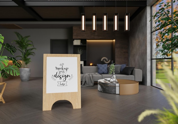 Poster Frame in living room Psd Mockup