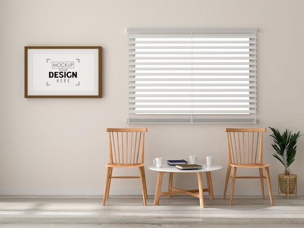 Poster Frame in living room Psd Mockup