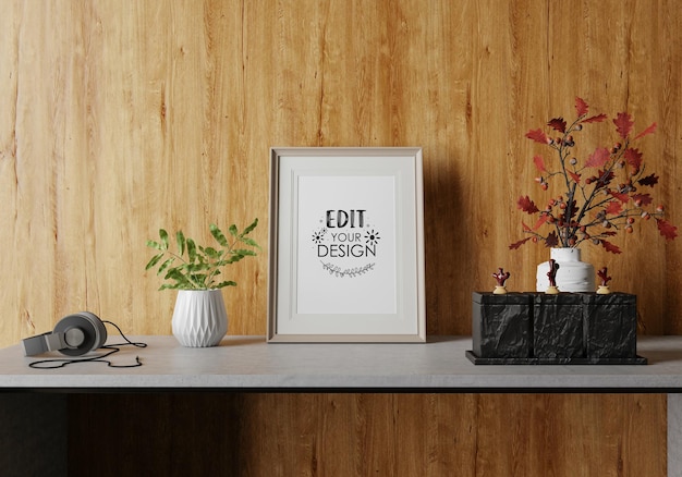 Poster Frame in living room Psd Mockup