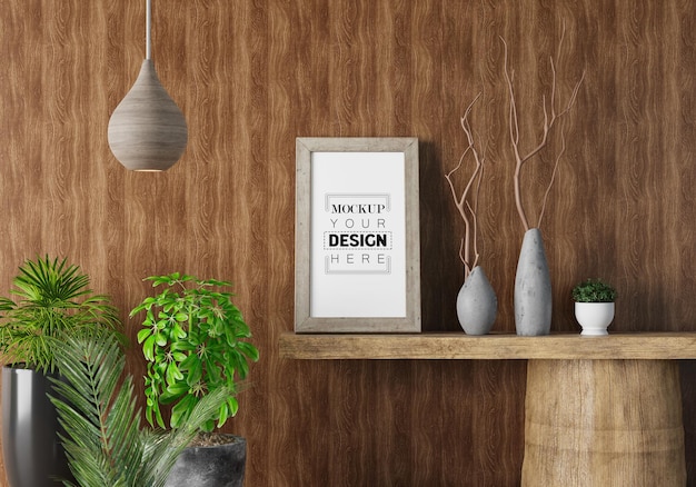 Poster Frame in living room Psd Mockup