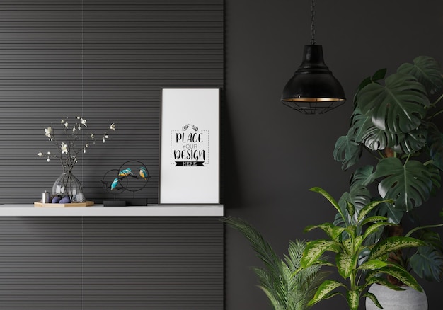 Poster Frame in living room Psd Mockup