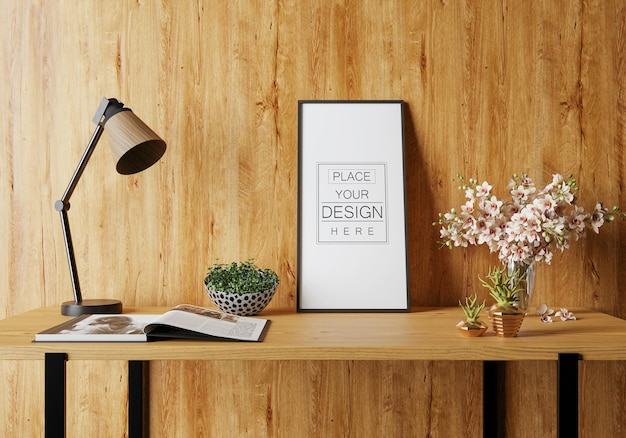 Poster Frame in living room Psd Mockup