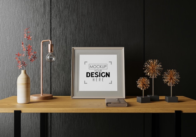 Poster Frame in living room Psd Mockup