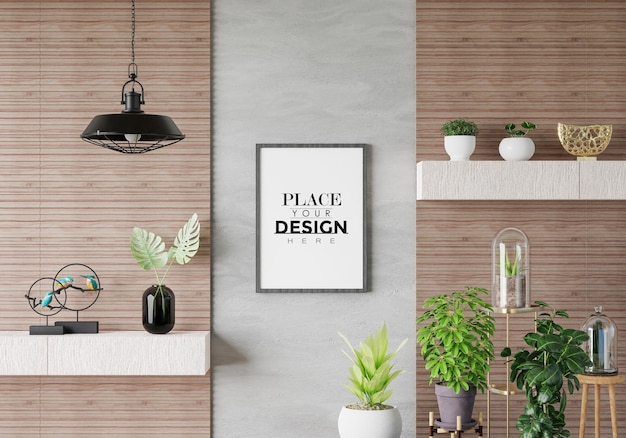 Poster Frame in living room Psd Mockup