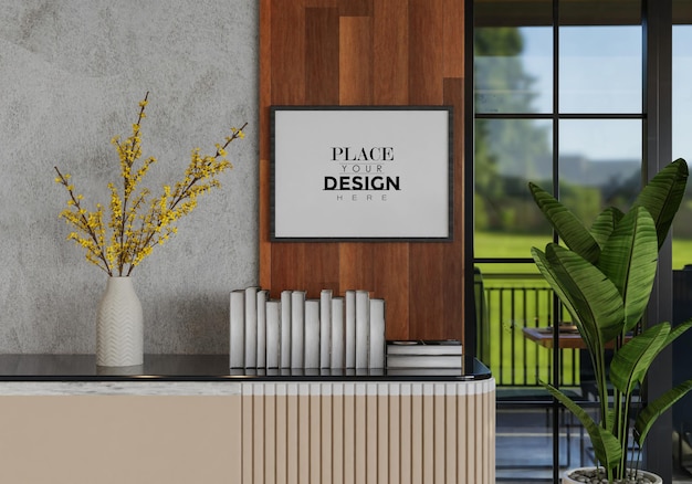 Poster Frame in living room Psd Mockup