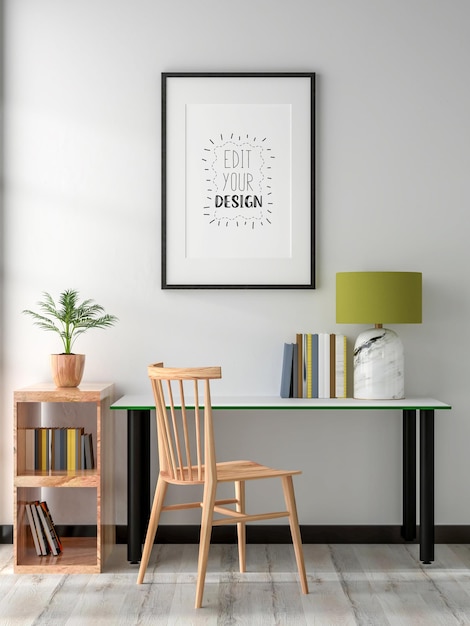 Poster Frame in living room Psd Mockup