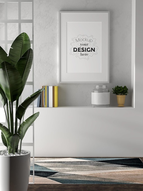 Poster Frame in living room Psd Mockup