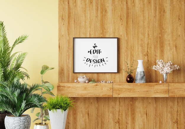 Poster Frame in living room Psd Mockup