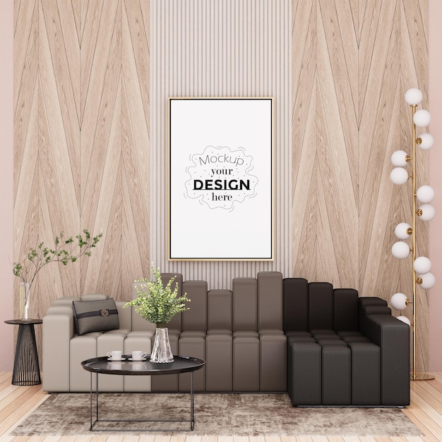 Poster Frame in living room Psd Mockup