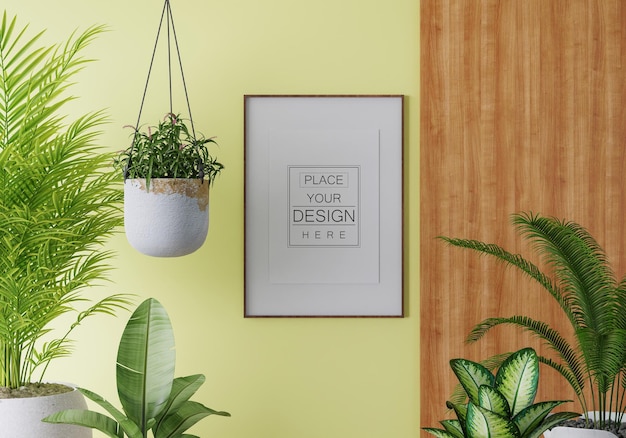 Poster Frame in living room Psd Mockup