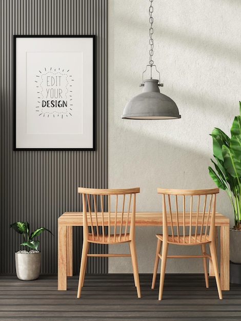 Poster Frame in living room Psd Mockup