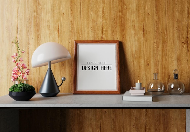 Poster Frame in living room Psd Mockup