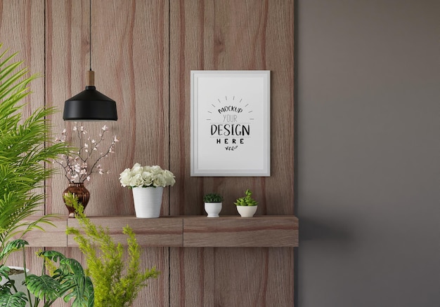 Poster Frame in living room Psd Mockup