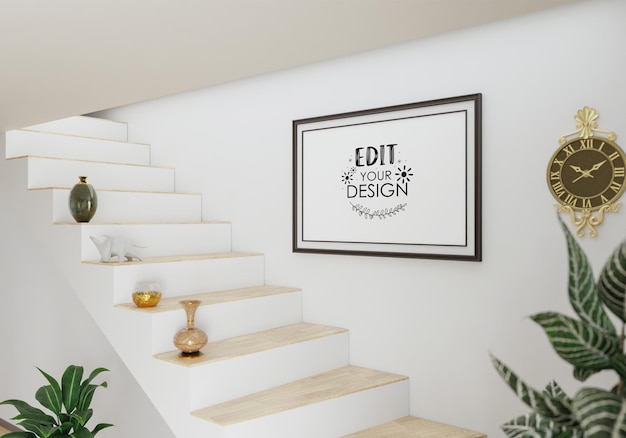 Poster Frame in living room Psd Mockup