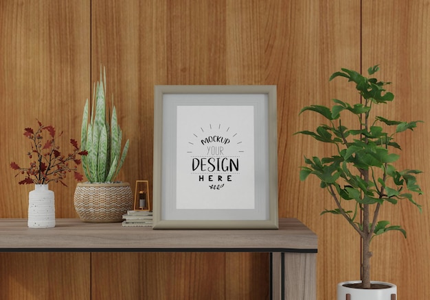 Poster Frame in living room Psd Mockup