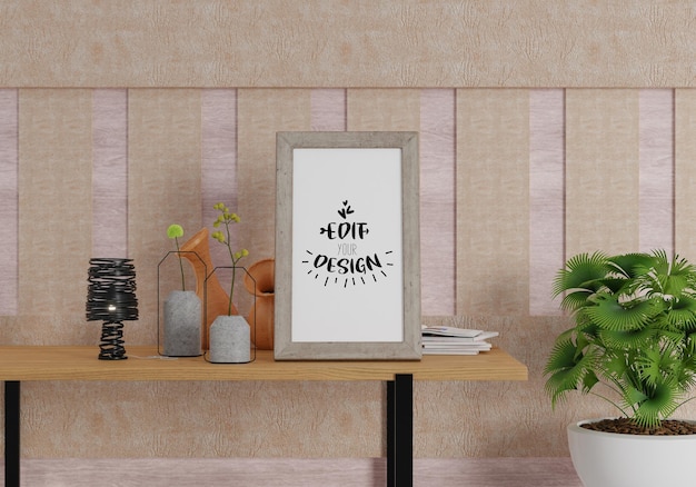 Poster Frame in living room Psd Mockup