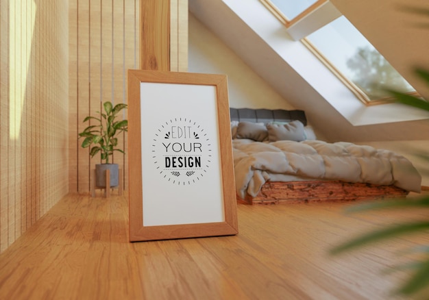 Poster Frame in living room Psd Mockup