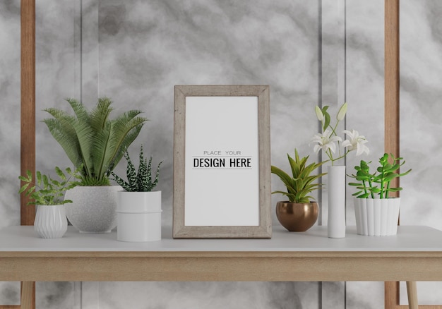 Poster Frame in living room Psd Mockup