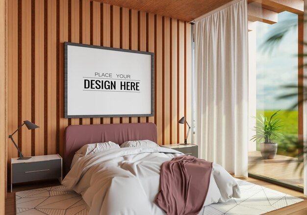 Poster Frame in living room Psd Mockup