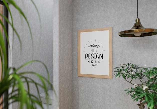 Poster Frame in living room Psd Mockup