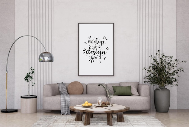 Poster Frame in living room Psd Mockup