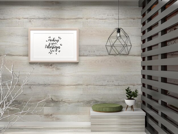 Poster Frame in living room Psd Mockup