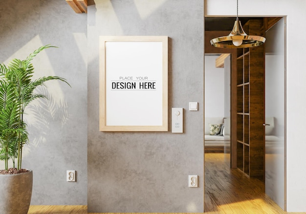 Poster Frame in living room Psd Mockup