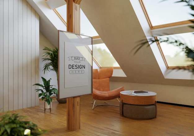 Poster Frame in living room Psd Mockup