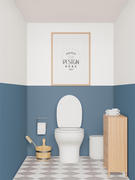 Poster Frame Mockup on bathroom Interior