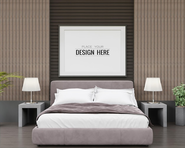 Poster Frame Mockup interior in a bedroom