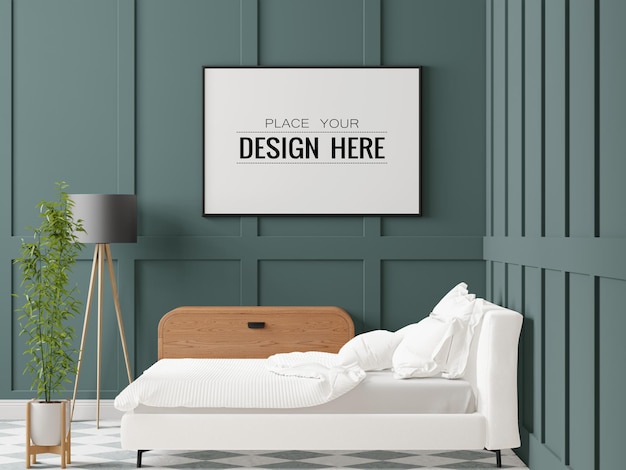 Poster Frame Mockup interior in a bedroom