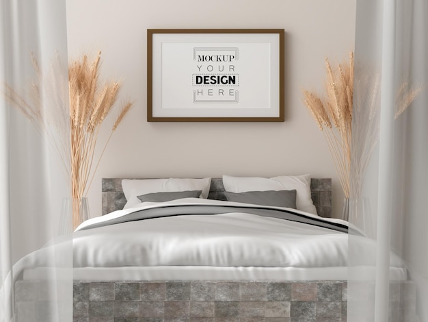 Poster Frame Mockup interior in a bedroom