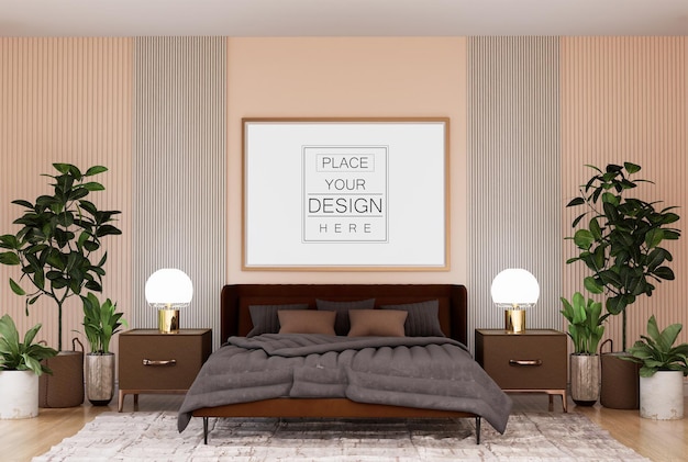 Poster Frame Mockup interior in a bedroom