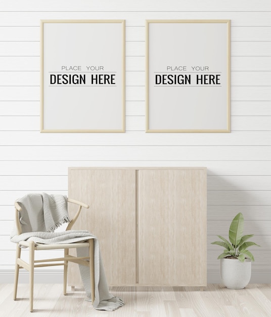 Poster Frames in living room Mockup