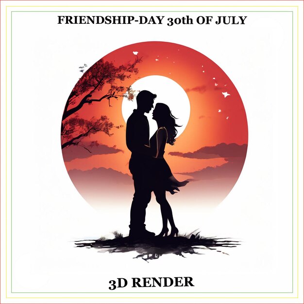 PSD a poster for friendship day with a couple kissing under a full moon